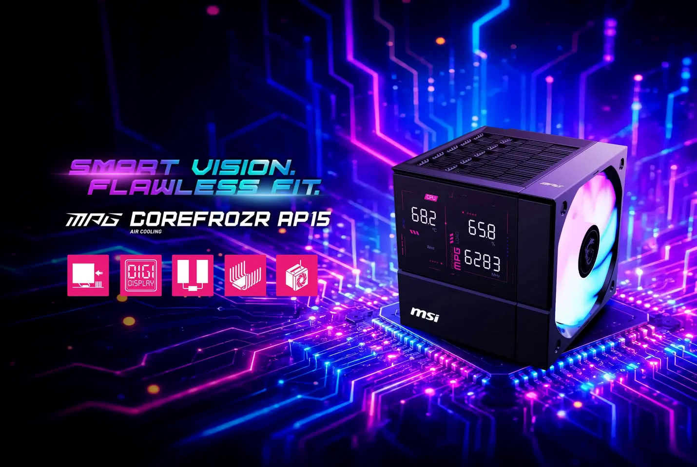 MSI начала продажи MPG COREFROZR AP15 — двухбашенного кулера со встроенным дисплеем